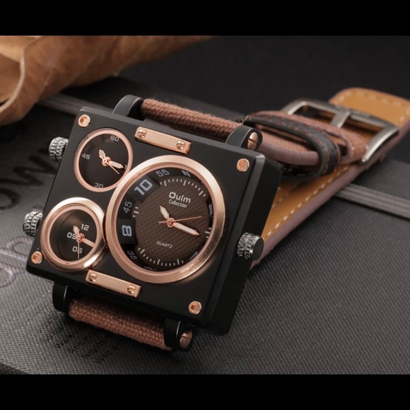 OULM MILITARY STYLE 3 TIME ZONE QUARTZ WATCH - Picture 5 of 9